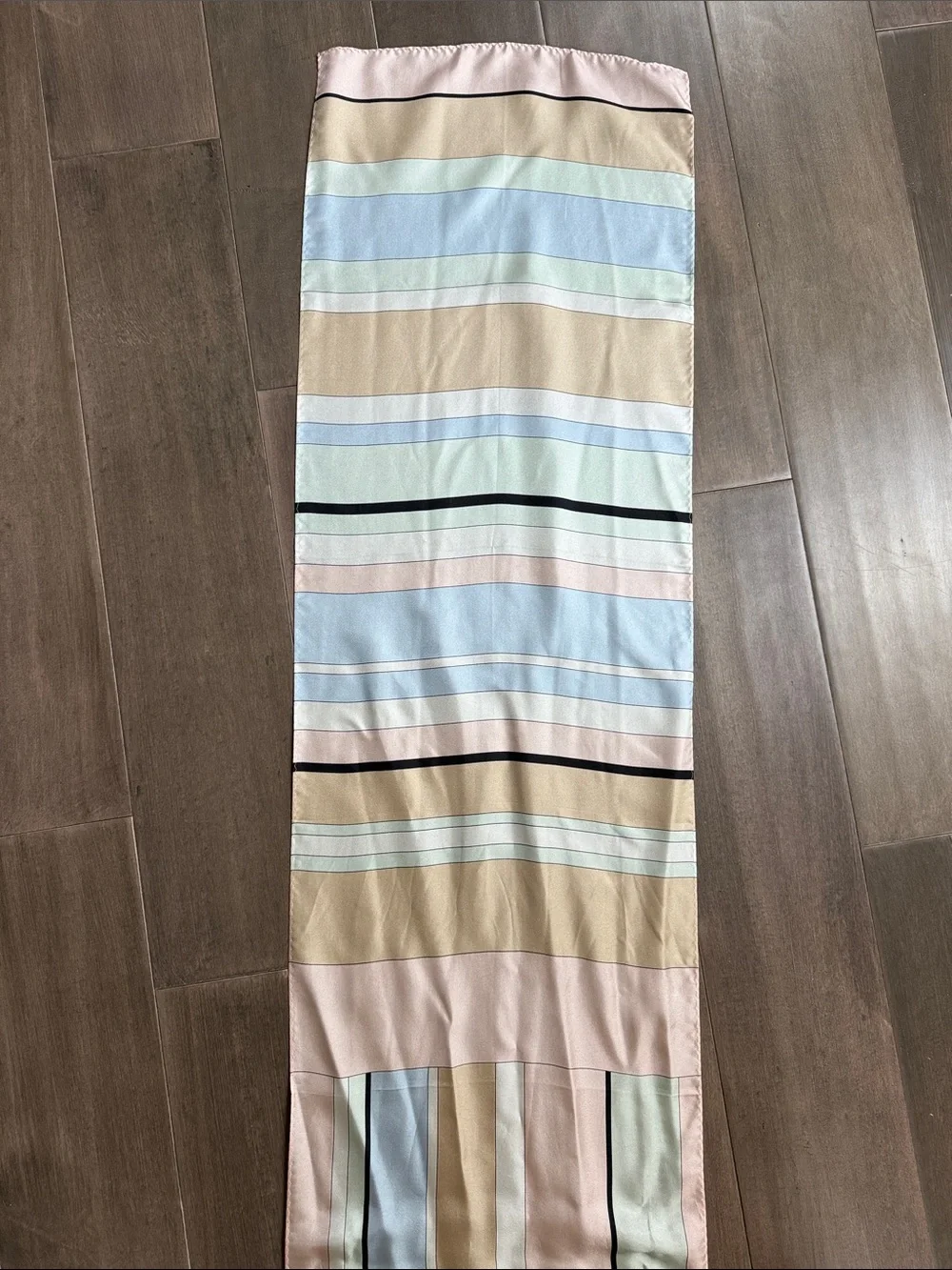 Talbots 100% Silk Striped Oblong Scarf – Soft Pastel Neutrals